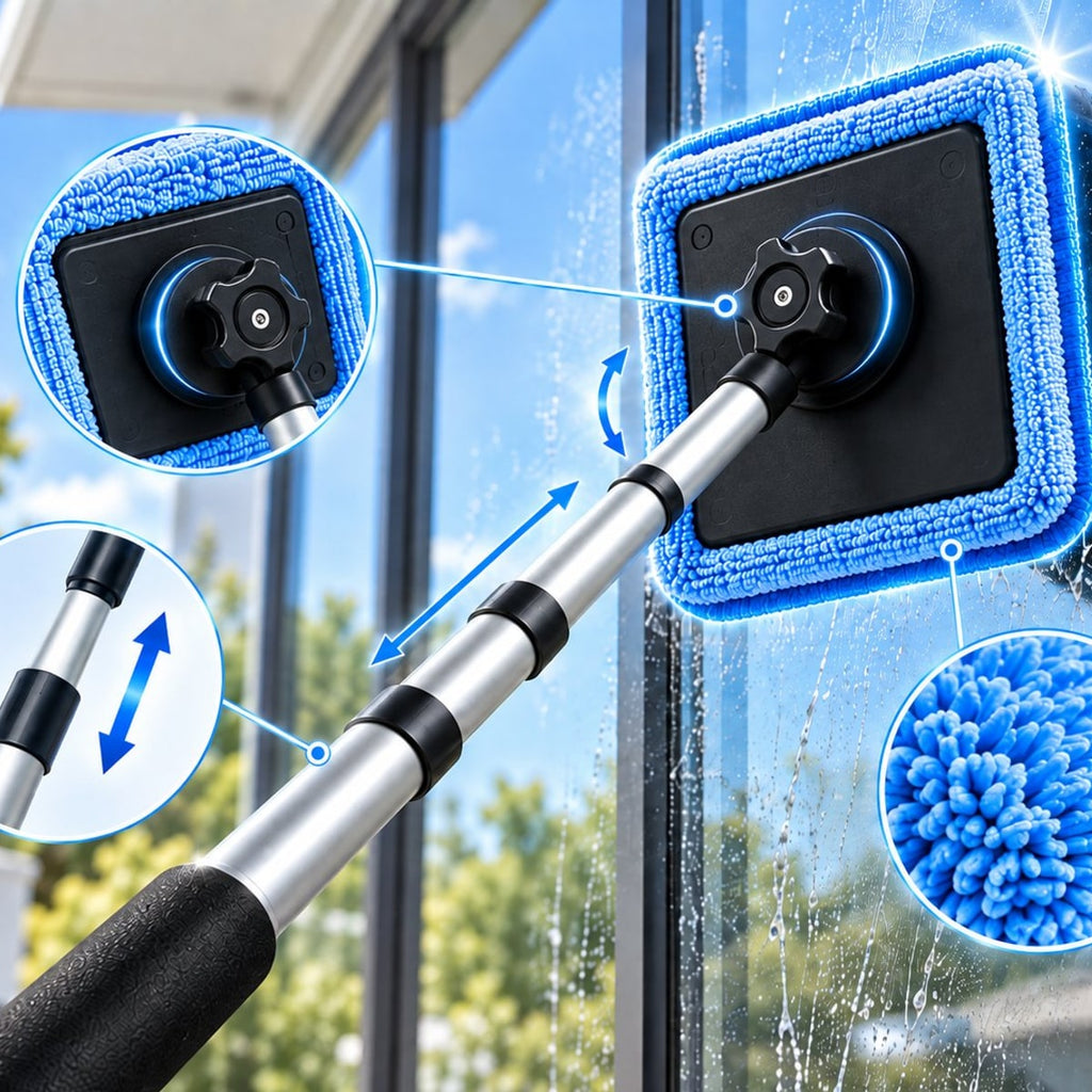 Teleskooppivarsi ja magneettiset mikrokuitupesutyynyt